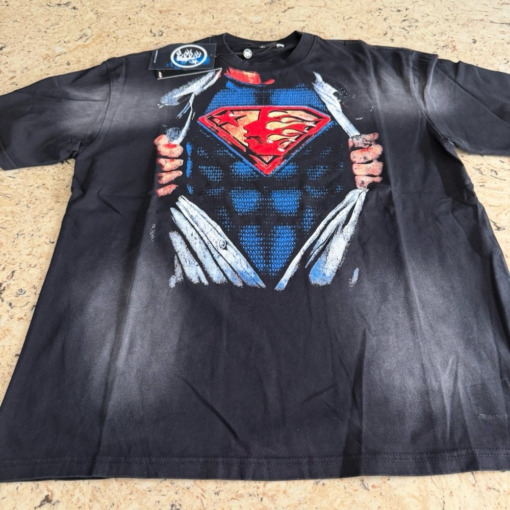 Black Superman Logo Hellstar T-Shirt